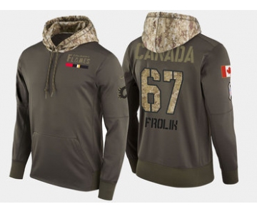 Nike Calgary Flames 67 Michael Frolik Olive Salute To Service Pullover Hoodie