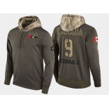 Nike Calgary Flames 9 Lanny Mcdonald Retired Olive Salute To Service Pullover Hoodie