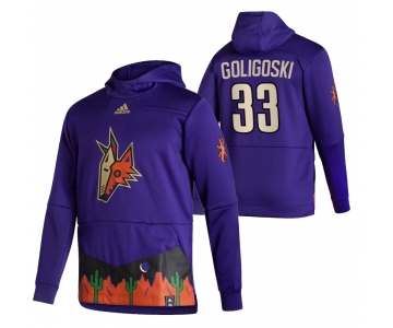 Arizona Coyotes #33 Alex Goligoski Adidas Reverse Retro Pullover Hoodie Purple