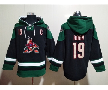 Men's Arizona Coyotes #19 Shane Doan Black Green Ageless Must-Have Lace-Up Pullover Hoodie
