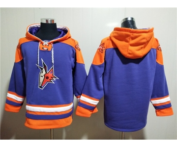 Men's Arizona Coyotes Blank Purple Ageless Must-Have Lace-Up Pullover Hoodie