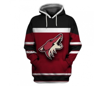 Men's Arizona Coyotes Wine All Stitched Hooded Sweatshirt