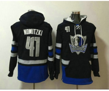 Men's Dallas Mavericks #41 Dirk Nowitzki NEW Navy Blue Pocket Stitched NBA Pullover