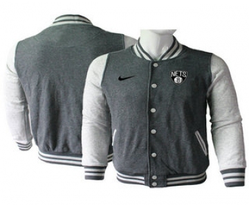 Men's Brooklyn Nets Gray Stitched NBA Jacket