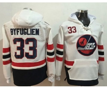 Jets #33 Dustin Byfuglien White Name & Number Pullover NHL Hoodie