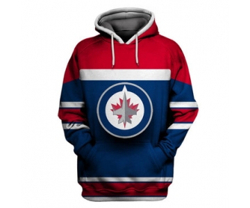 Men's Winnipeg Jets Blue All Stitched Hooded Sweatshirt