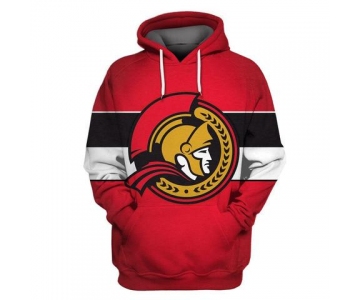 Men's Ottawa Senators Red All Stitched Hooded Sweatshirt