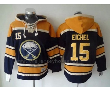 Men's Buffalo Sabres #15 Jack Eichel Old Time Hockey Navy Blue Hoodie