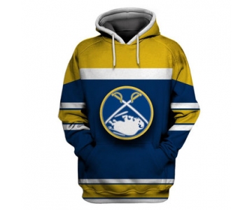 Men's Buffalo Sabres Blue Gold All Stitched Hooded Sweatshirt