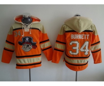 Men's Pittsburgh Pirates #34 A. J. Burnett Orange MLB Baseball Hoodie