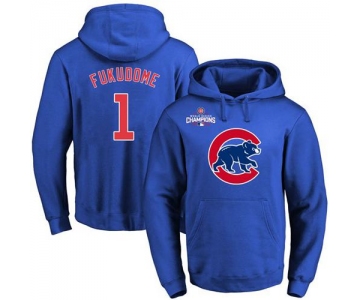 Cubs #1 Kosuke Fukudome Blue 2016 World Series Champions Primary Logo Pullover MLB Hoodie