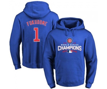 Cubs #1 Kosuke Fukudome Blue 2016 World Series Champions Pullover MLB Hoodie