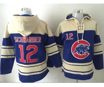 Cubs #12 Kyle Schwarber Blue Sawyer Hooded Sweatshirt MLB Hoodie
