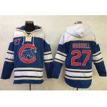 Cubs #27 Addison Russell Blue Sawyer Hooded Sweatshirt MLB Hoodie