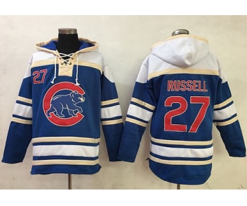 Cubs #27 Addison Russell Blue Sawyer Hooded Sweatshirt MLB Hoodie