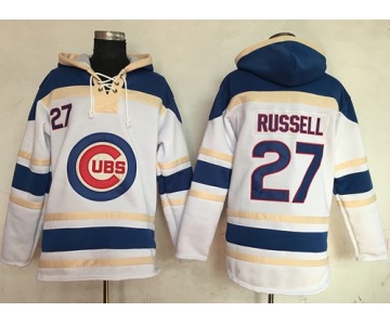 Cubs #27 Addison Russell White Sawyer Hooded Sweatshirt MLB Hoodie
