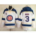 Cubs #3 David Ross White Sawyer Hooded Sweatshirt MLB Hoodie