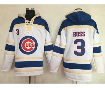 Cubs #3 David Ross White Sawyer Hooded Sweatshirt MLB Hoodie