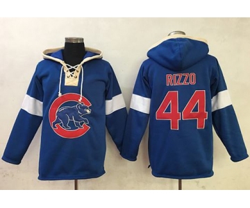 Cubs #44 Anthony Rizzo Blue Pullover MLB Hoodie