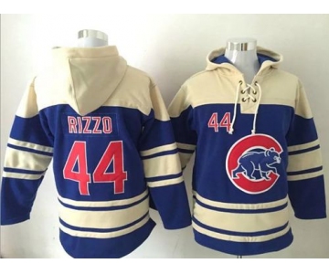 Cubs #44 Anthony Rizzo Blue Sawyer Hooded Sweatshirt MLB Hoodie