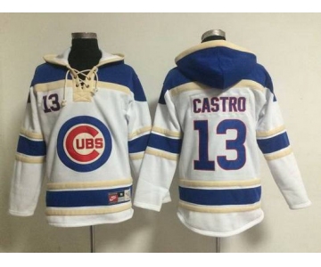 Men's Chicago Cubs #13 Starlin Castro White Hoodie