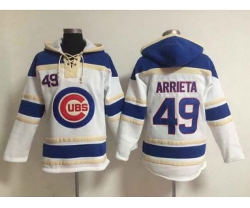 Men's Chicago Cubs #49 Jake Arrieta Home White MLB Hoodie
