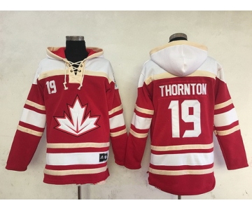 Men's Team Canada #19 Joe Thornton 2016 World Cup of Hockey Red Stitched Old Time Hockey Hoodie