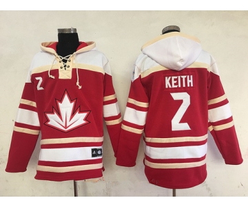 Men's Team Canada #2 Duncan Keith 2016 World Cup of Hockey Red Stitched Old Time Hockey Hoodie