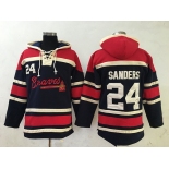 Men's Atlanta Braves #24 Deion Sanders Retired Navy Blue Stitched MLB Baseball Hoodie