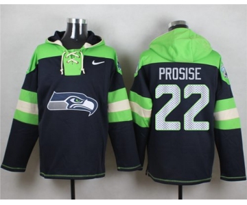 Nike Seahawks #22 C. J. Prosise Navy Blue Player Pullover NFL Hoodie