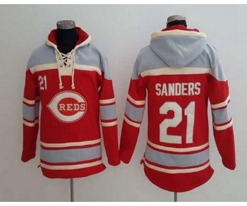 Men's Cincinnati Reds #21 Deion Sanders Retired Red Baseball MLB Hoodie