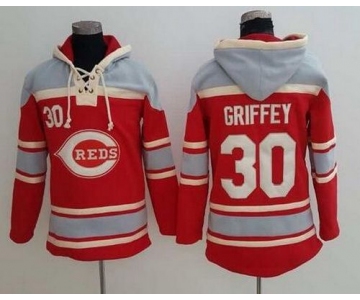 Men's Cincinnati Reds #30 Ken Griffey Jr Retired Red Baseball MLB Hoodie