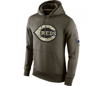 Men's Cincinnati Reds Nike Olive Salute To Service KO Performance Hoodie