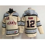 Men's San Francisco Giants #12 Joe Panik Cream Hoodie