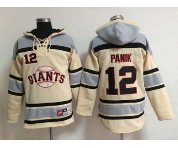 Men's San Francisco Giants #12 Joe Panik Cream Hoodie