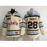 Men's San Francisco Giants #28 Buster Posey Cream Hoodie