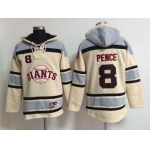 Men's San Francisco Giants #8 Hunter Pence Cream Hoodie