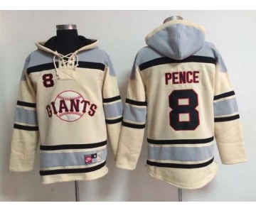 Men's San Francisco Giants #8 Hunter Pence Cream Hoodie