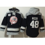 Men's New York Yankees #48 Anthony Rizzo Navy Blue Ageless Must Have Lace Up Pullover Hoodie