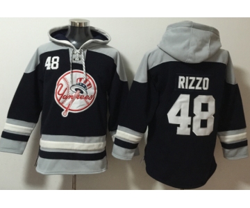 Men's New York Yankees #48 Anthony Rizzo Navy Blue Ageless Must Have Lace Up Pullover Hoodie