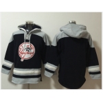 Men's New York Yankees Blank Navy Blue Ageless Must Have Lace Up Pullover Hoodie