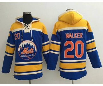 Men's New York Mets #20 Neil Walker Blue With Orange Baseball MLB Hoodie