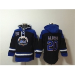 Men's New York Mets #20 Pete Alonso Black Blue Ageless Must-Have Lace-Up Pullover Hoodie