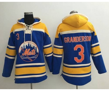 Men's New York Mets #3 Curtis Granderson Blue With Orange Baseball MLB Hoodie