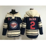 Men's Minnesota Twins #2 Brian Dozier Alternate Navy Blue MLB Hoodie