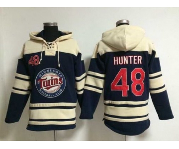 Men's Minnesota Twins #48 Torii Hunter Alternate Navy Blue MLB Hoodie