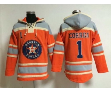 Men's Houston Astros #1 Carlos Correa Alternate Orange MLB Hoodie