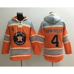 Men's Houston Astros #4 George Springer Orange Baseball MLB Hoodie
