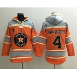 Men's Houston Astros #4 George Springer Orange Baseball MLB Hoodie