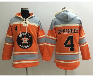 Men's Houston Astros #4 George Springer Orange Baseball MLB Hoodie
